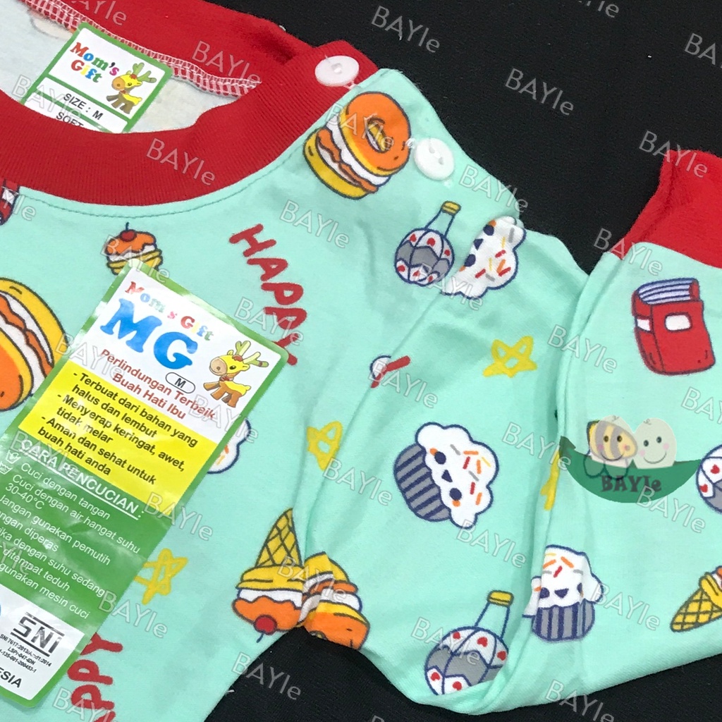 BAYIe - Setelan PANJANG Anak/Bayi FULL PRINT Motif CAKE STL-P01 MOM'S GIFT SNI Bahan 100% Katun DK PREMIUM Size S - XL