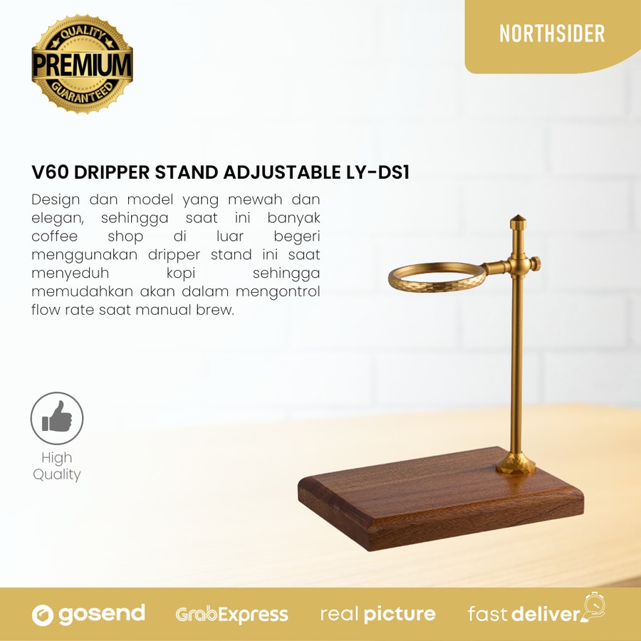V60 POUR OVER WOODEN METAL DRIPPER STAND ADJUSTABLE | ALAT KOPI LY-DS1