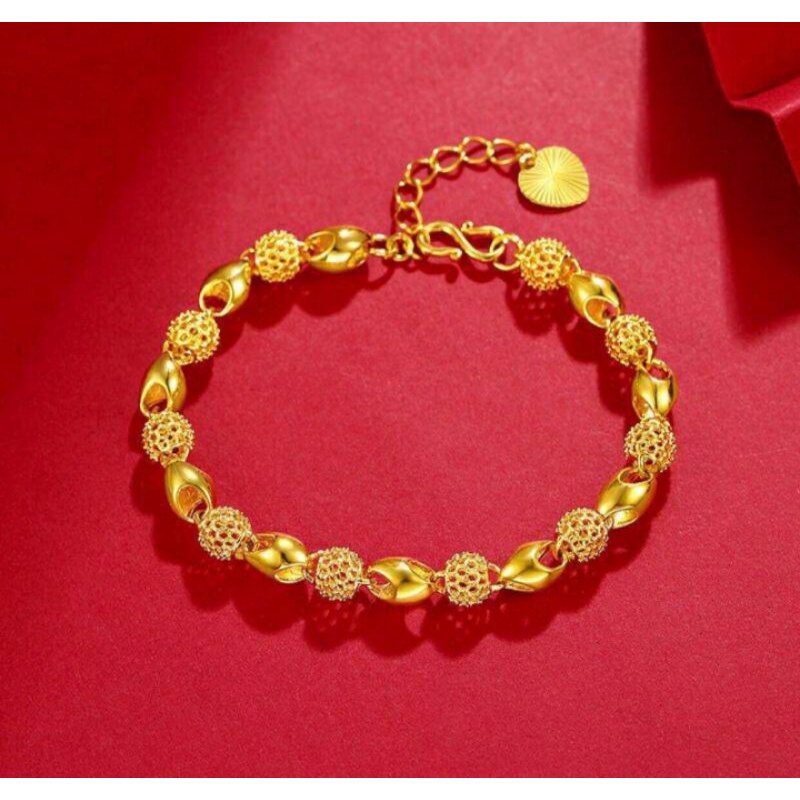 gelang tangan wanita Hongkong dilapisi kuning emas murni 24k titanium original anti luntur