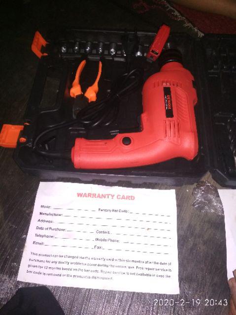 Mesin Impact Drill 13mm Mesin Bor Beton Tembok Besi Kayu Dll Bonos Mata Bor Mini 1 Set Harga Promo