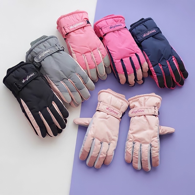 Sarung tangan salju ski gloves snow wanita import waterproof hangat suhu minus kaos tangan winter musim dingin cewek