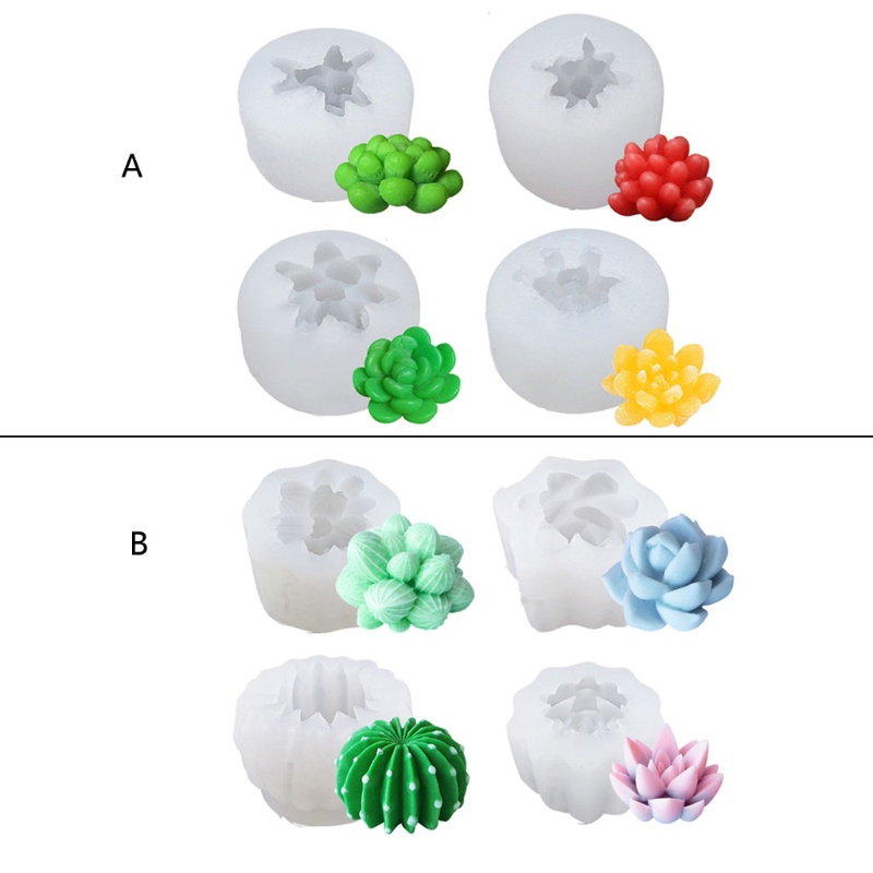 Siy 4pcs Cetakan Resin Bentuk Kaktus Bahan Silikon Untuk Kerajinan Tangan Diy