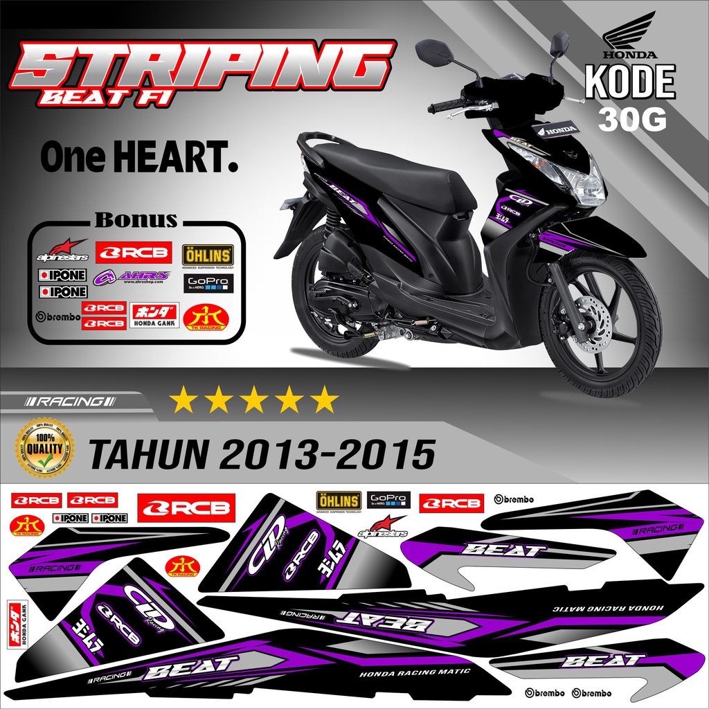 Striping Beat fi 2013-2016 Stiker Motor Beat kode 30