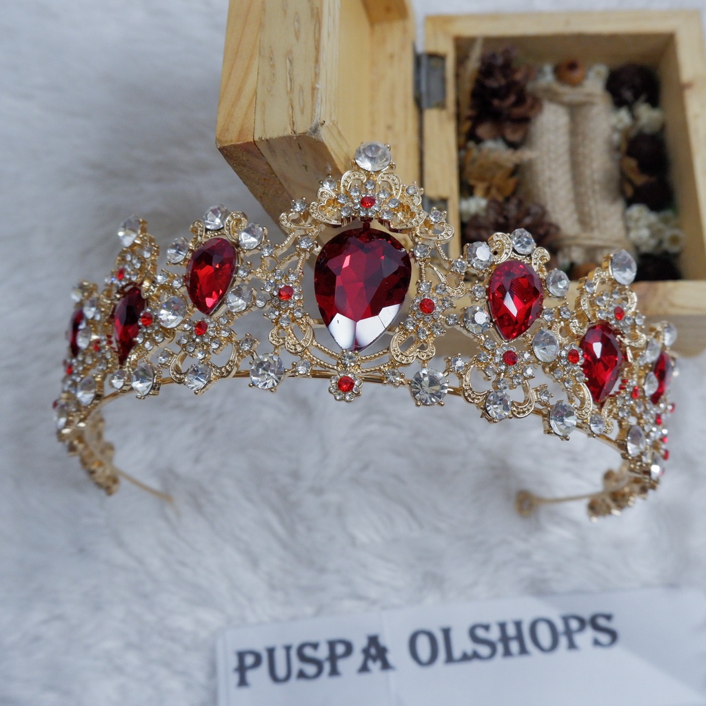 Mahkota/Tiara Rhine Stone Dueches Red