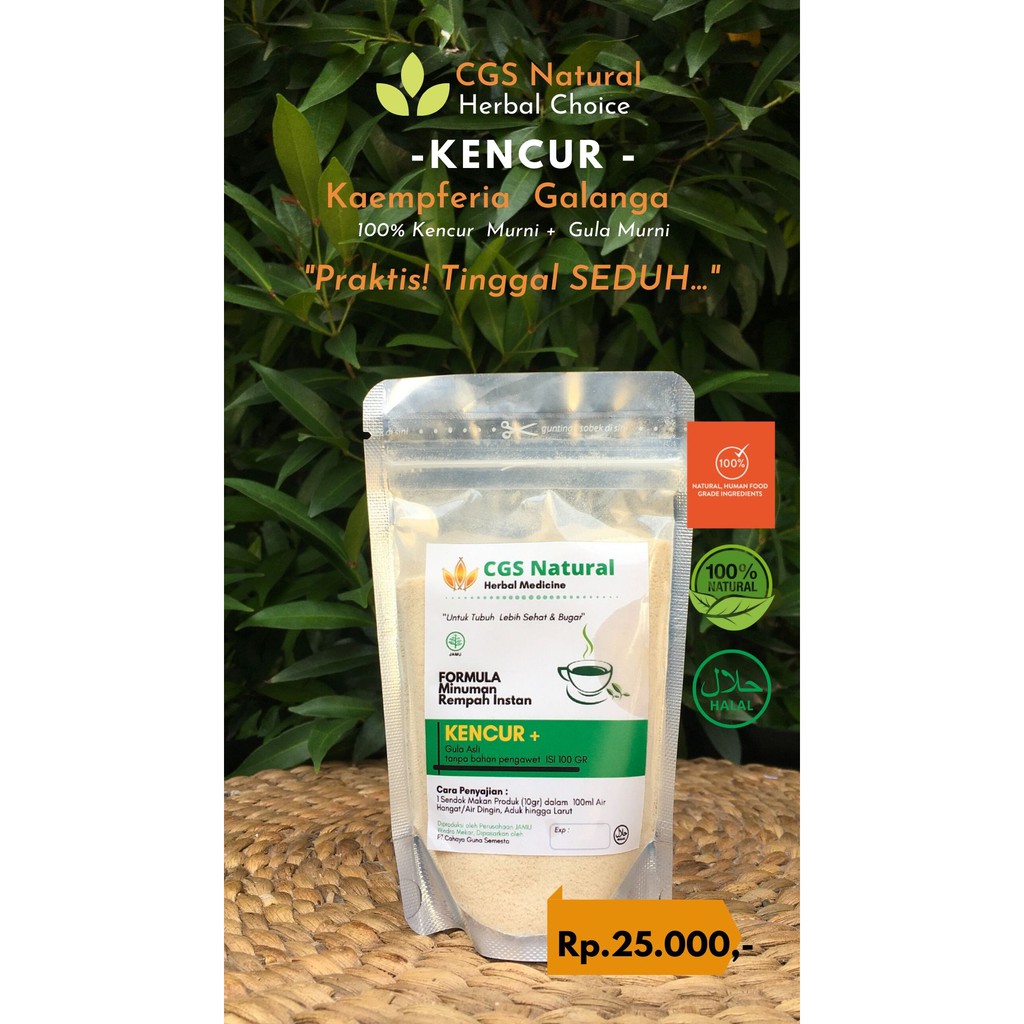 

Herbal Choice Kencur Kaempferia galanga L Powder 100g - MInuman Seduh kemasan Pouch Travel