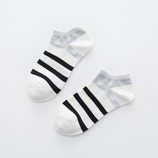 SF - Kaos Kaki Ankle Cute Kaos Kaki Pendek Polos dan Motif Semata Kaki Import Murah Motif Polos-ABU SALUR HITAM