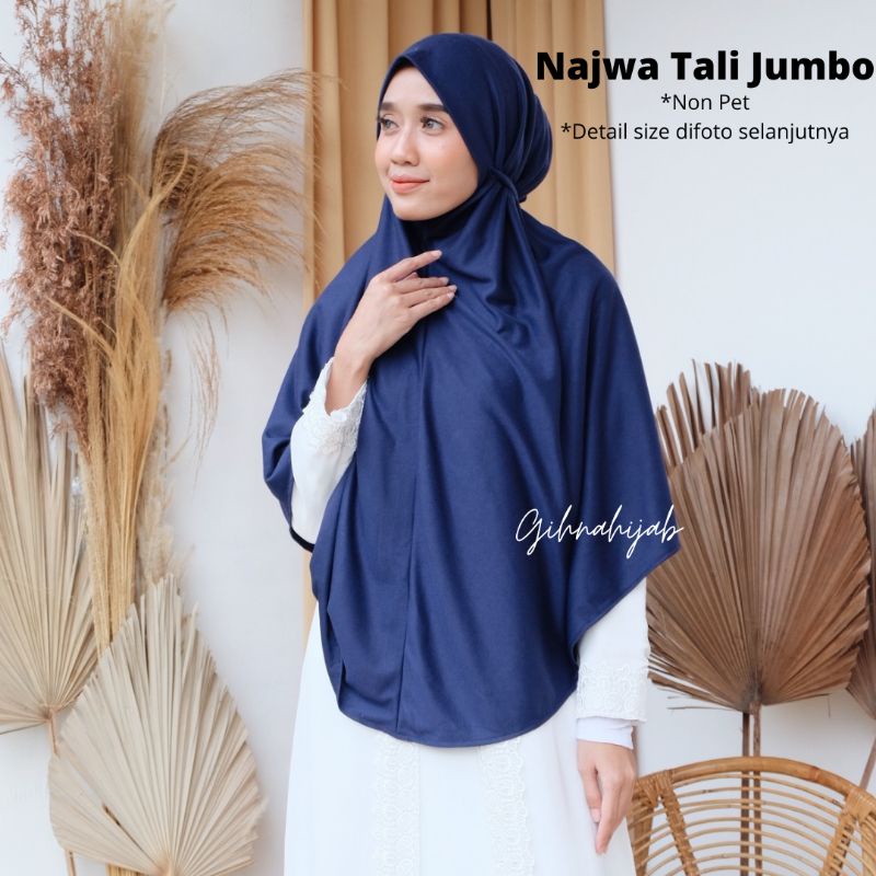 Hijab Instant Bergo Kaos Najwa Tali Jumbo non pet