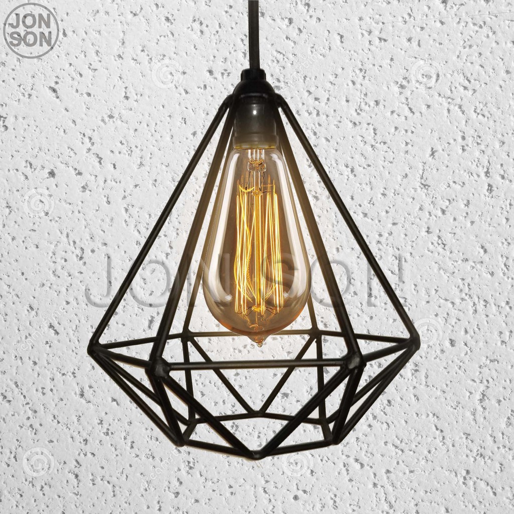 Kap Lampu  Gantung Diamond Bohlam Pendant Cage Cafe Vintage 