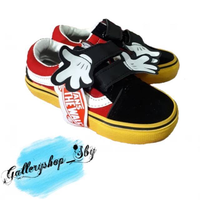 Sepatu Vans Mickey Junior Anak Artis Rafi Rafatar black white Merah Sneakers Lebaran Lucu Tk Sd