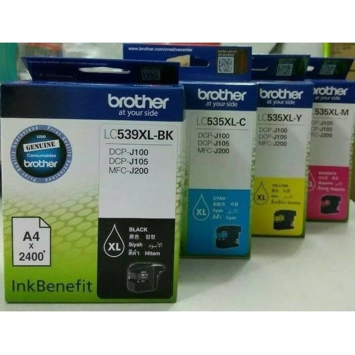 Tinta Brother LC535 dan LC539 1(set) Cyan Magenta Yello Black - LC-539 LC-535  (DCP-J100, DCP-J105, MFC-J200)