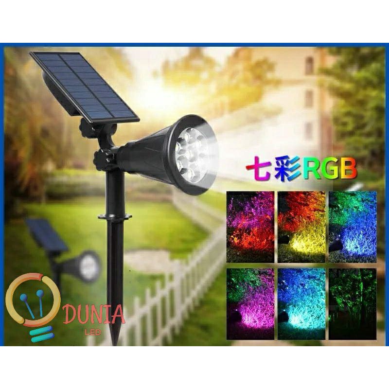 Lampu Taman Solar Tancap LC14c 7 LED Sorot Tenaga Matahari