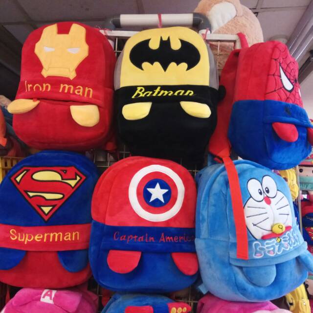 Ransel besar impor anak sekolah tk sd ironman batman ironman superman kapten doraemon avengers