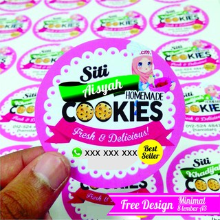 Sticker stiker  label toko produk makanan salad  buah  