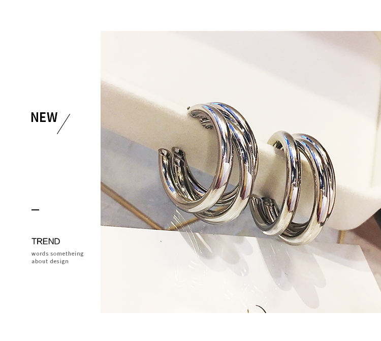 Boonee BOONEE BOONEE◆Anting Bentuk Lingkaran Bahan Metal 925 Silver Needle Gaya Eropa Amerika Untuk Wanita