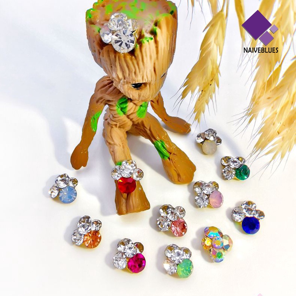 Naiveblue &gt; 10Pcs / Set Berlian Imitasi Untuk Dekorasi Nail Art / Manicure DIY
