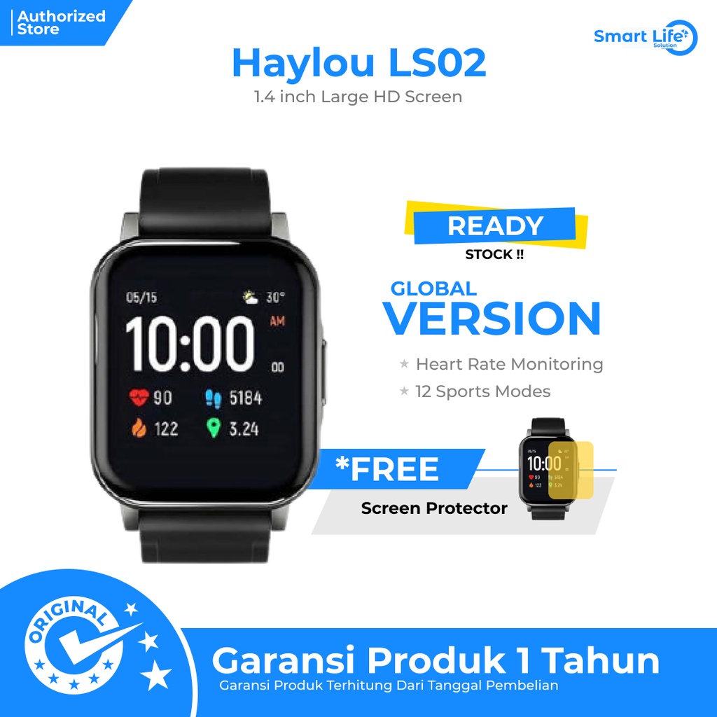 Jual Haylou LS02 Smartwatch Global Version-Black Indonesia|Shopee Indonesia