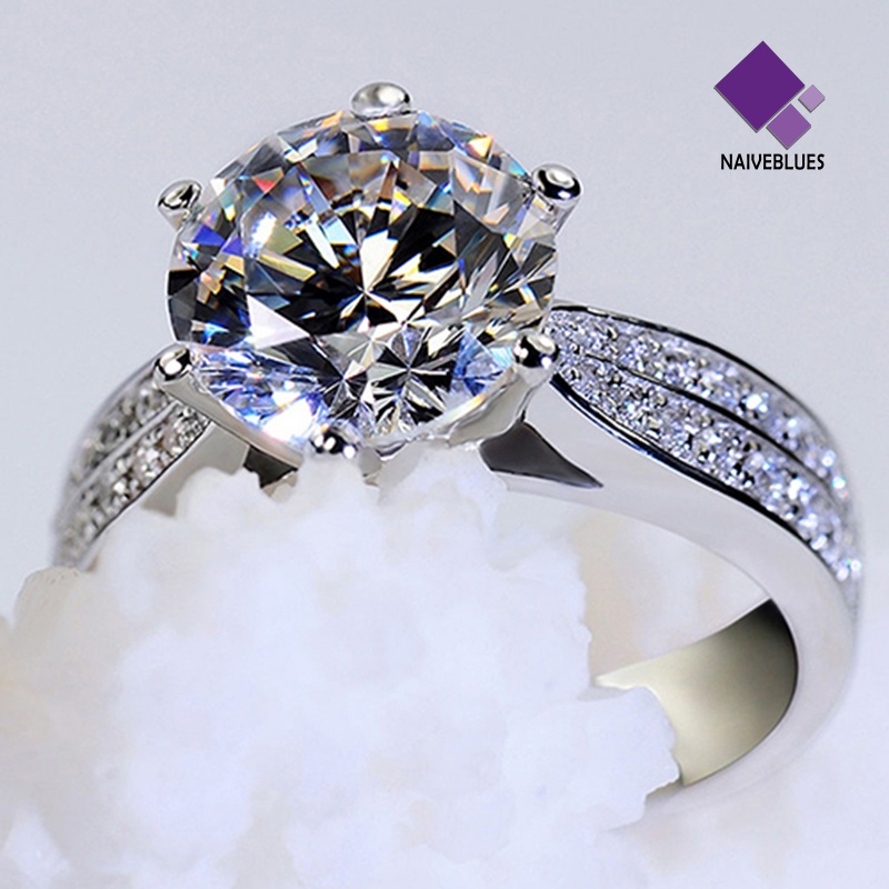 Naiveblue &gt; Cincin Alloy Lapis Silver Hias Zircon Untuk Wanita