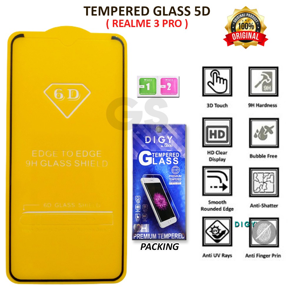 Tempered Glass 5D 10D FULL RAKKI REALME 2 2 PRO 3 PRO 5 PRO 6 7 C2 C11 C12 C15 C17 7i K1 U1 X