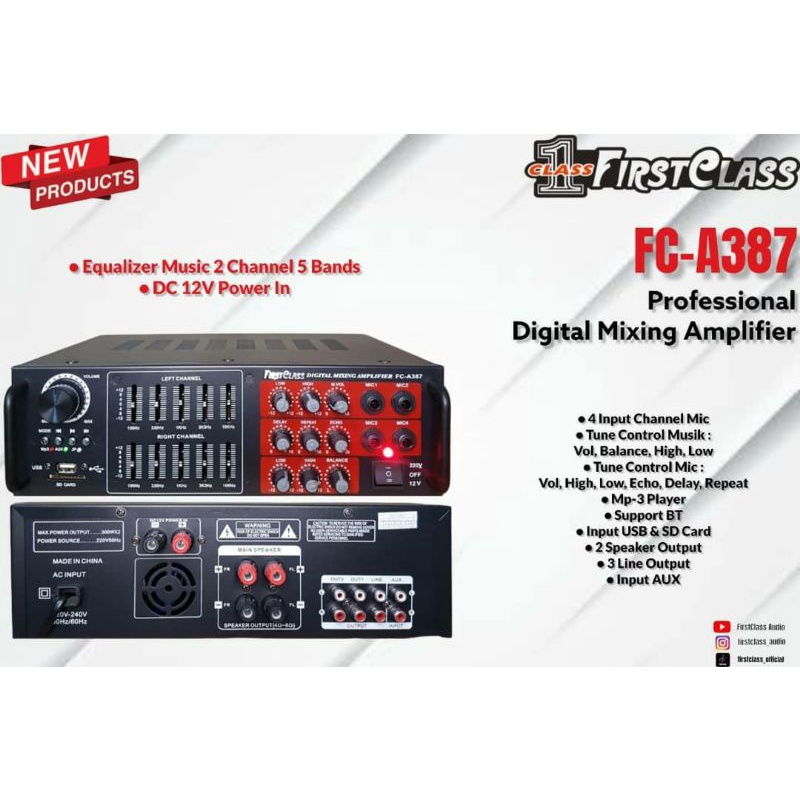 Ampli Bluetooth Firstclass Fc a387 Fc a 387 Original Amplifier Karaoke