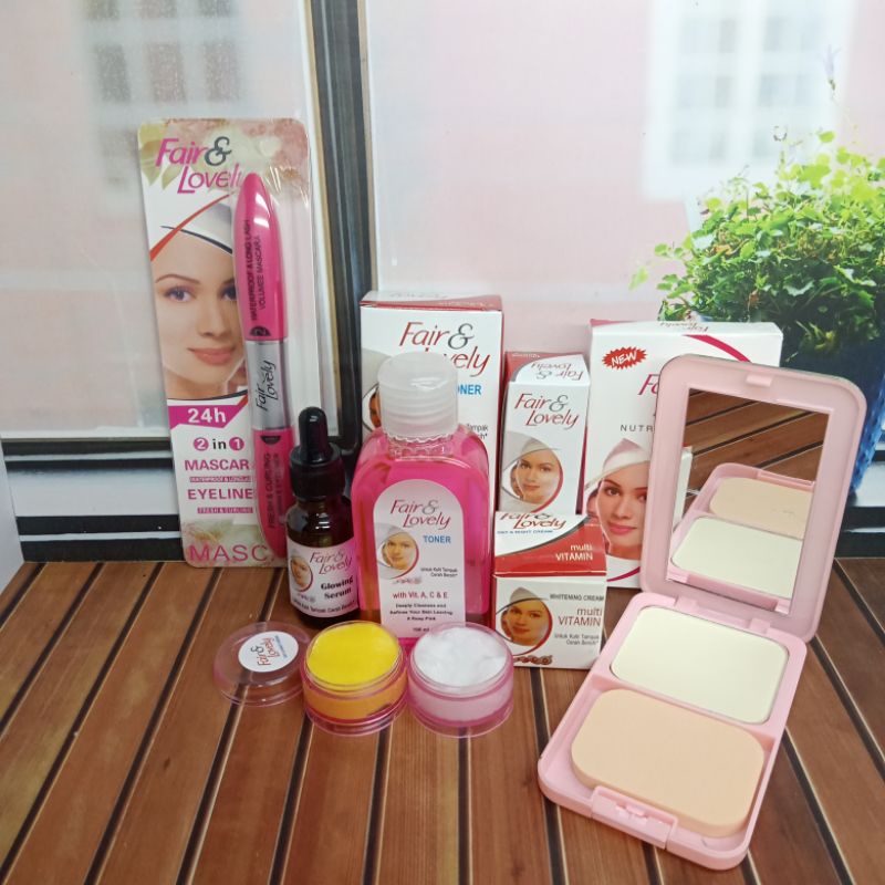 6 IN 1 PAKET FAIR LOVELY (CREAM SUSUN, TONER, SERUM, BEDAK, MASCARA)