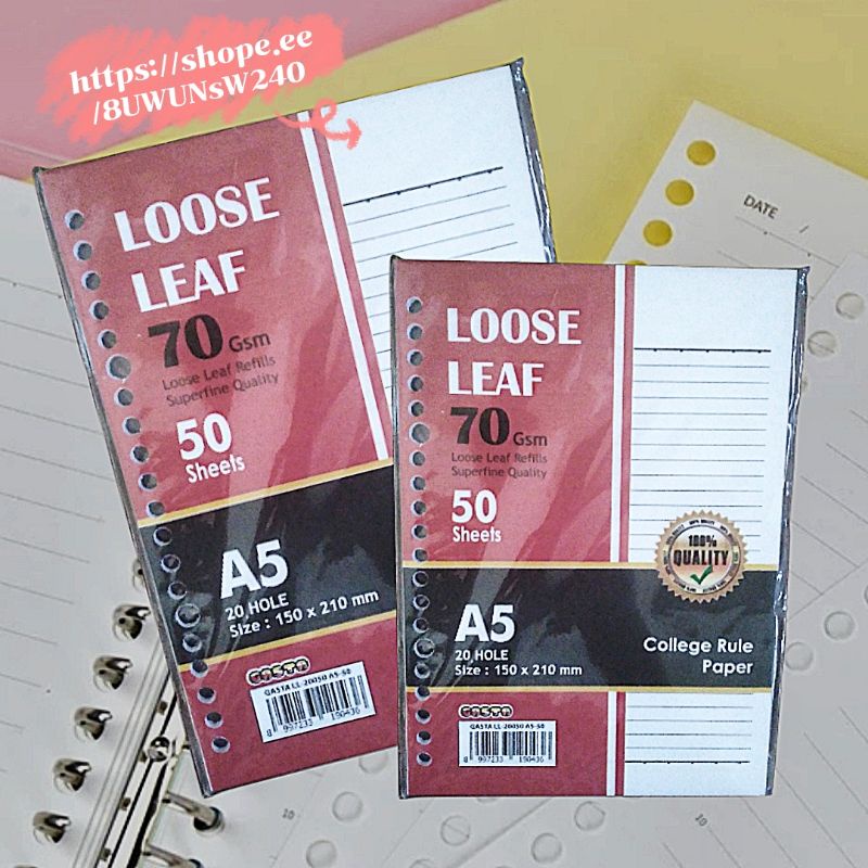 

Toserba Gemilang Jaya _ Kertas binder notebook kertas refil binder A5 Loose Leaf