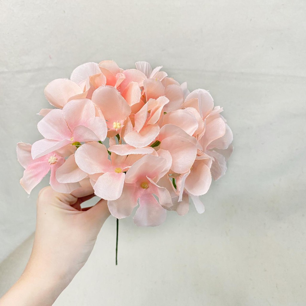 Bunga Hortensia X1 (satuan)●35cm●Bunga Artificial / Bunga Plastik / Bunga Dekorasi / Pernikahan-peach