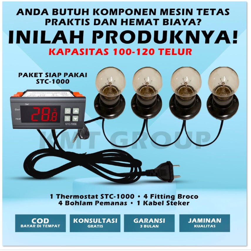 Paket Siap Pakai 4P STC Thermostat Termostat Pemanas Thermo-Hygrometer Mesin Tetas Telur