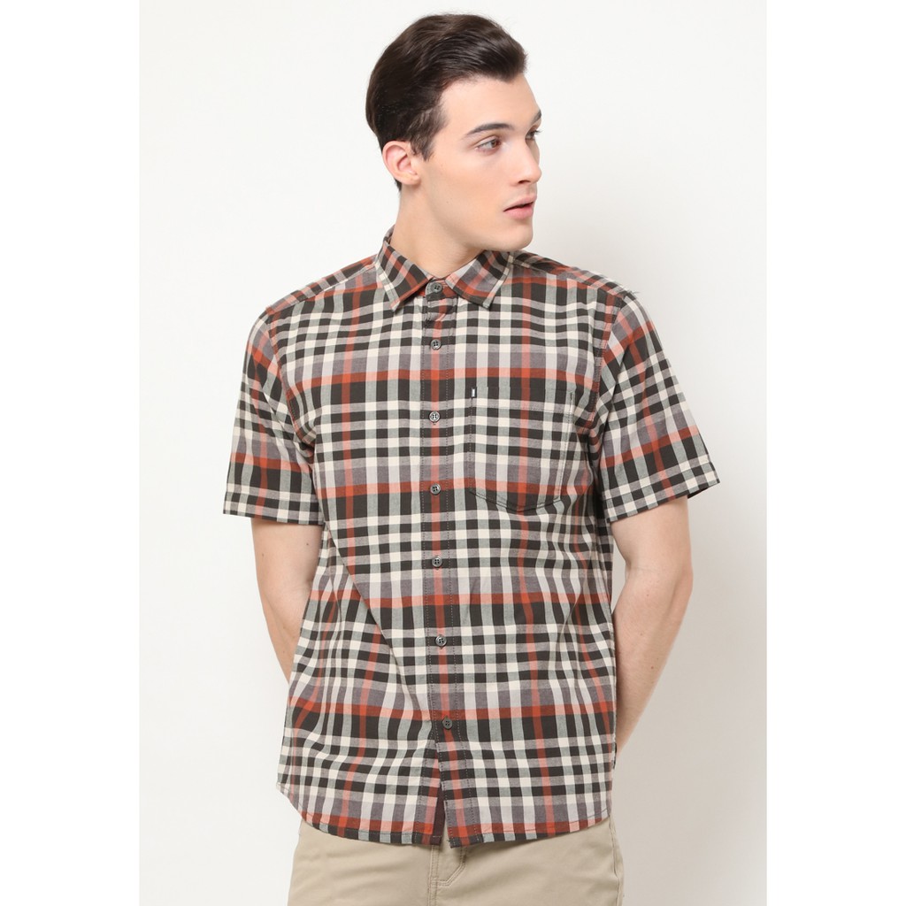 Kemeja Lengan Pendek Asli MGee 3451C Alto Green dan Red