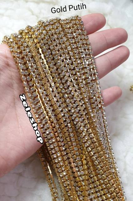 DIAMOND STRING SILVER PELANGI / RANTE DIAMOND SILVER | BAHAN DECO CASE | NAIL ART | TASBIH DIGITAL