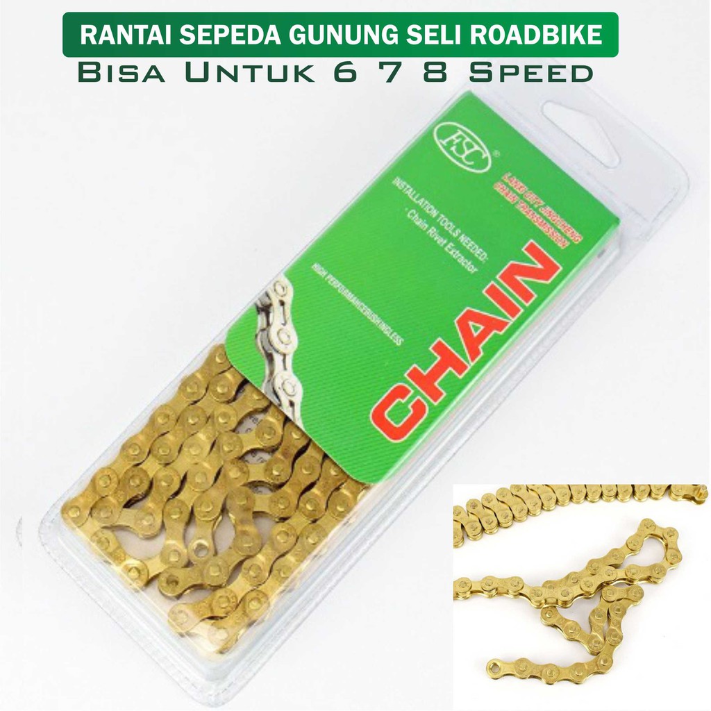 CHAIN Rantai Warna Emas Gold Sepeda Gunung 6 7 8 Speed