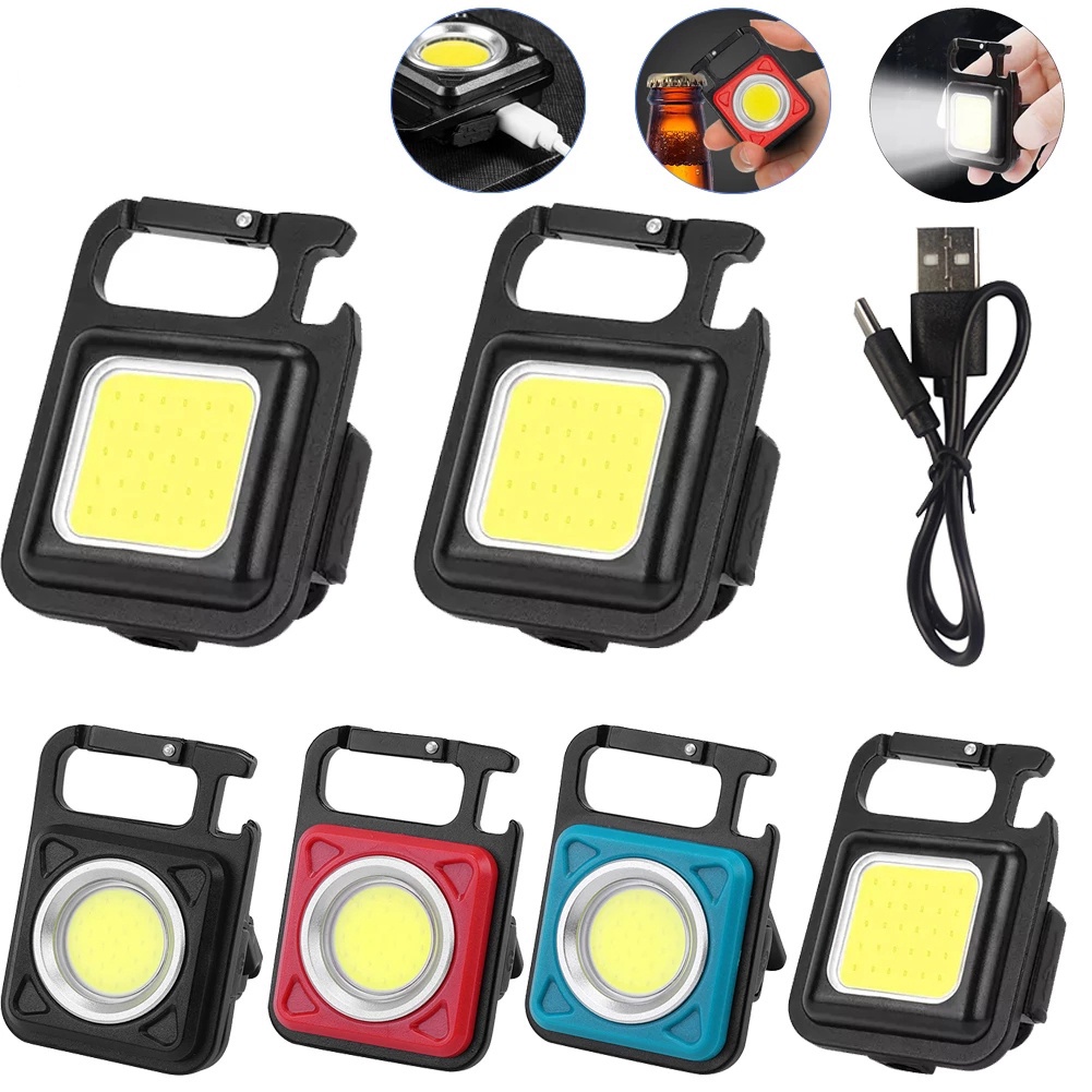 1 Set Gantungan Kunci Lampu 30 LED COB Mini Portable 4 Mode Anti Air Untuk Outdoor / Darurat / Lari / Camping