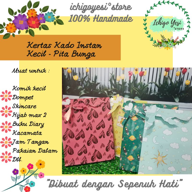 

Bungkus Kado Instan KECIL Kertas Kado Instan KECIL -Model Pita Bunga