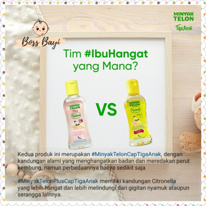 Minyak Telon TIGA ANAK Original dan Plus 60ml / 90ml