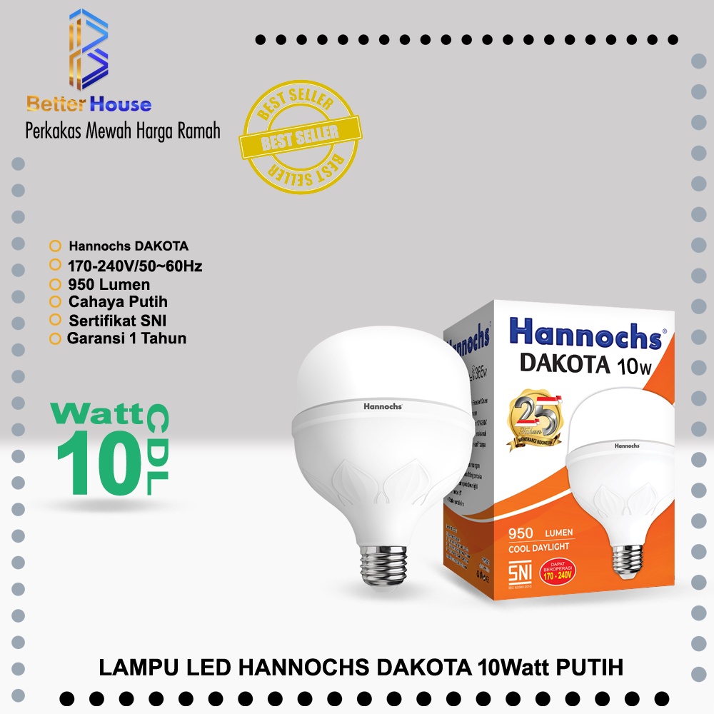 Lampu Led Hannochs Dakota 10Watt 950 Lumens Cahaya Putih