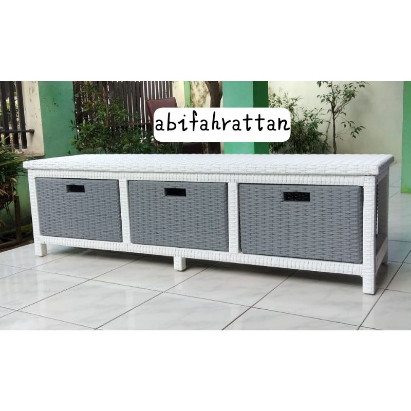 BENCH SOFA ROTAN SINTETIS LEMARI LACI ROTAN SINTETIS