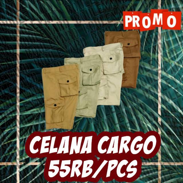  Celana Cargo Polos Coklat susu casual 