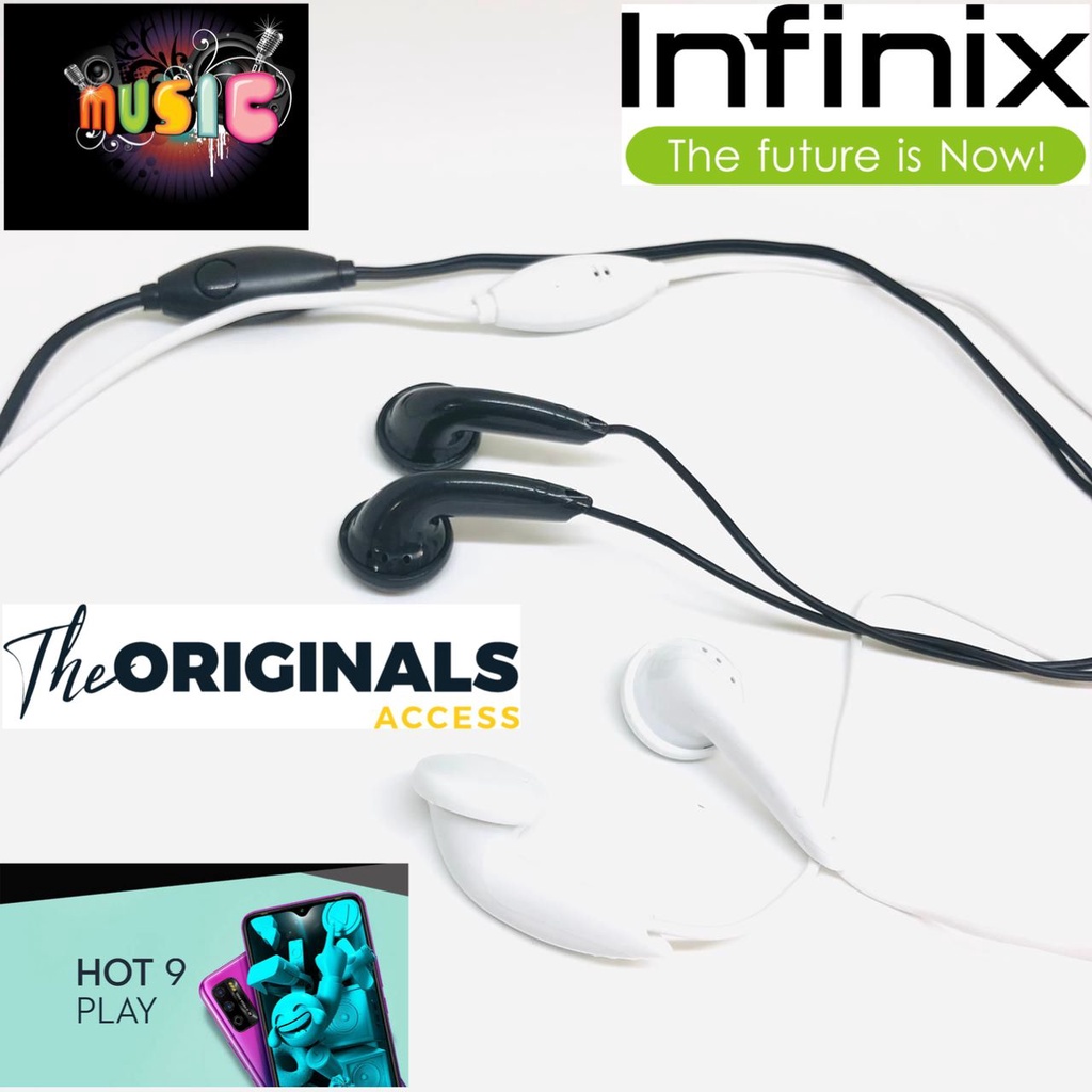 Headset Infinix Original Mega Bass Jack 3.5mm EARPHONE INFINIX HOT 10 PLAY SULTAN