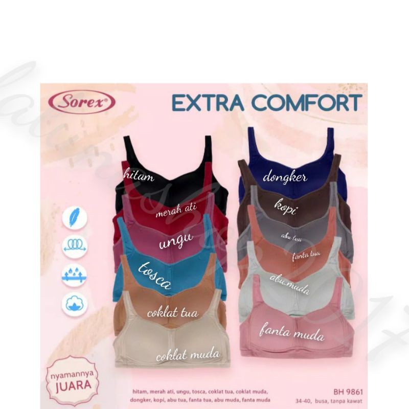 Bra sorex 9861 extra comfort bh  busa tanpa kawat cup C