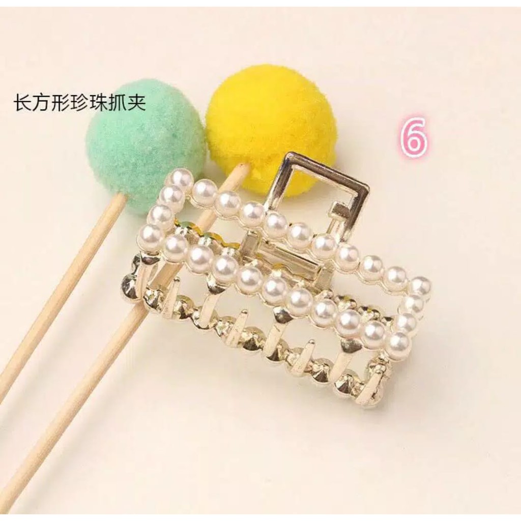 *ALIBABA1688*CODJepit Rambut Wanita korean Large Size Side Clip Pearl Hairpin Rhinestone Sweet Lovel