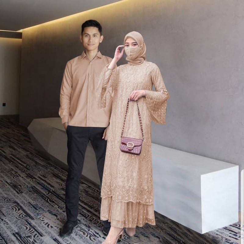 COUPLE ANGELA TERBARU/COUPLE BRUKAT TILE MUTIARA/COUPLE KONDANGAN/BAJU PASANGAN/COUPLE FAMILY/COUPLE