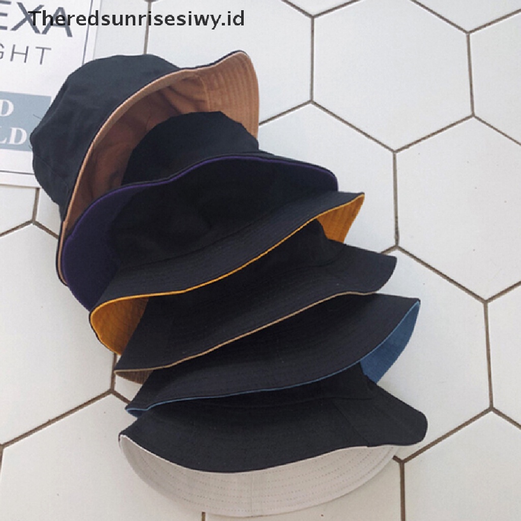 (Theredsunrisesiwy.Id) Topi Bucket Pria / Wanita Bahan Katun Untuk Memancing / Pantai Fisher