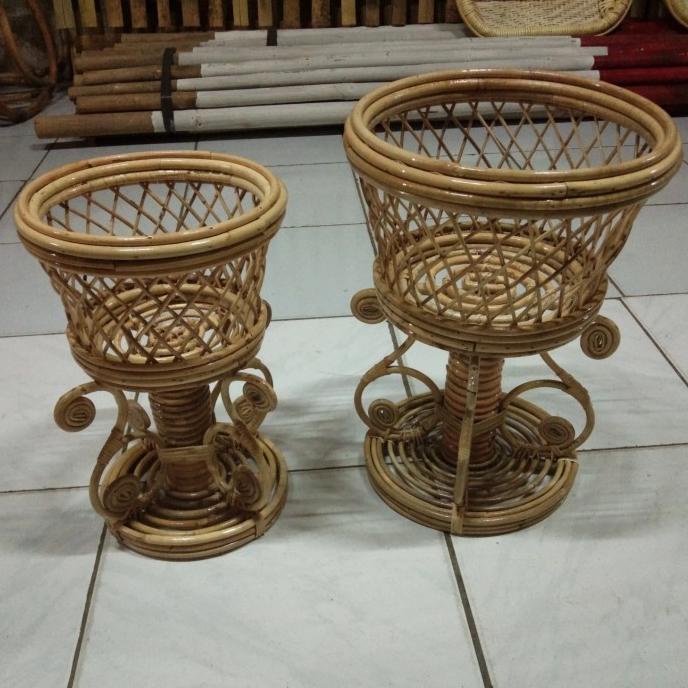 Pot Bunga Anyaman Rotan Asli
