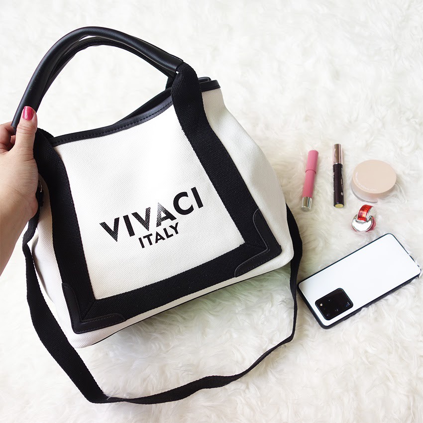 Tas Selempang Handbag Wanita Vivaci Canvas model Balen +Free Pouch - Skoola