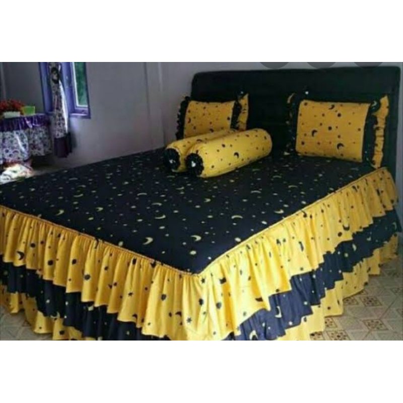 seprei katun uk 180x200 rumbai bantal 4 guling 2