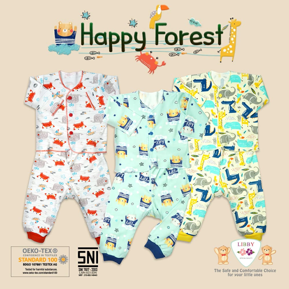 Libby / Miyo Setelan Panjang S - XXL Piyama Panjang Happy Forest / Mix Boy / Star / Wild Life CBKS