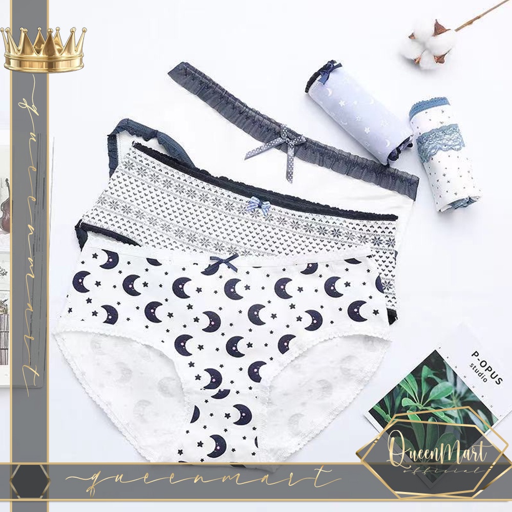 QMART - Celana Dalam Wanita Underwear LUSINAN Import Seamless Katun Korea