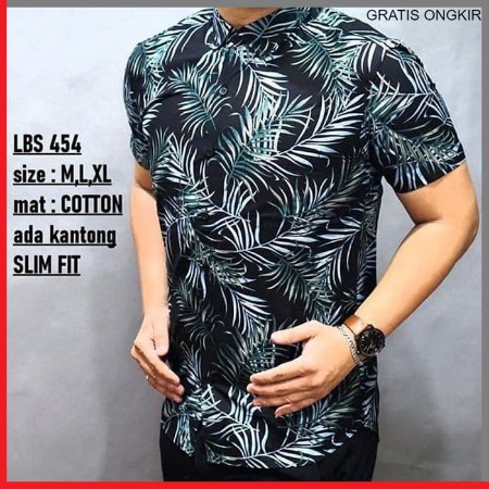 KEMEJA PRIA BATIK LENGAN PENDEK HEM BAHAN KATUN HALUS 40S LBS 454 BAJU MODERN MEWAH SLIMFIT SLIM FIT BY PENDEK JAKARTA PLATINUM