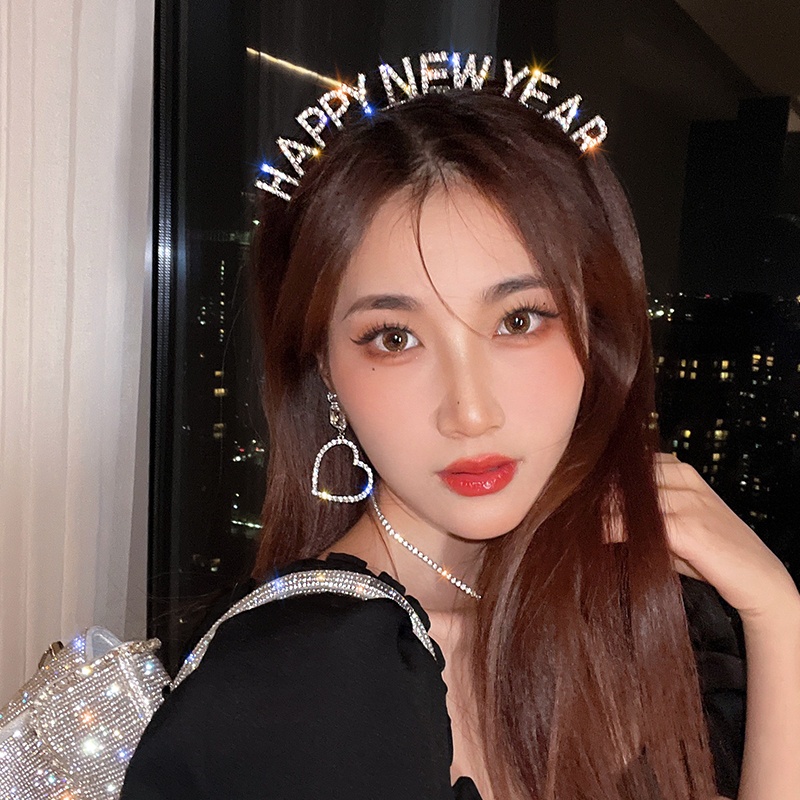 Bando Motif Tulisan Aksen Berlian Imitasi Bahan Alloy Untuk Aksesoris Rambut Wanita