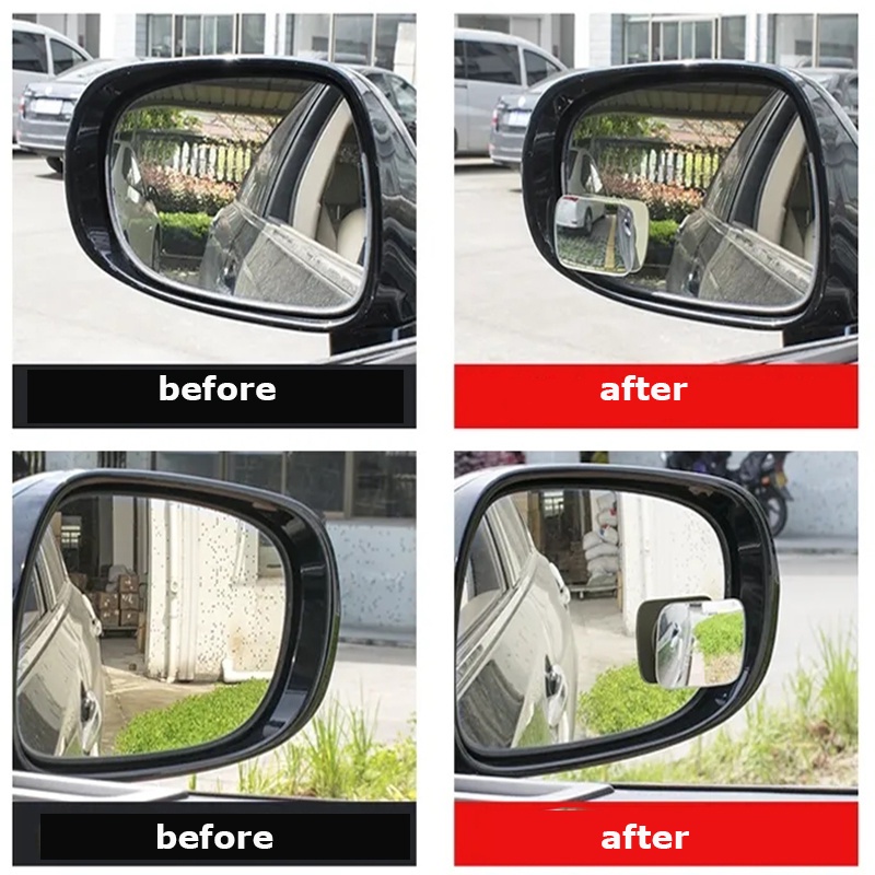 2pcs Kaca Cembung Blind Spot Hd Tanpa Bingkai Sudut Lebar Dapat Disesuaikan Untuk Mobil