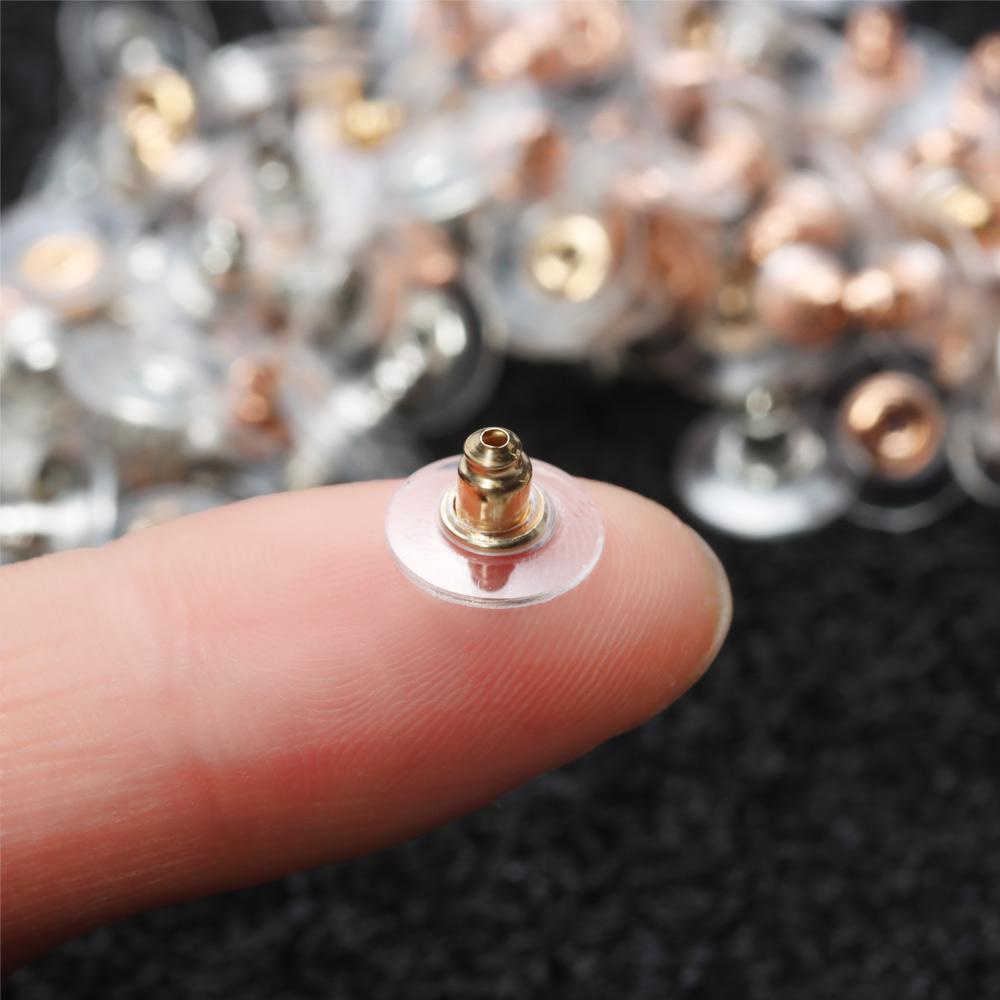 Lily 100pcs Earring Backs 100pcs Komponen Aksesoris Kerajinan Bulat Stud Back Stoppers